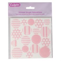 Printed Sugar Decorations Pastel Pink Retail Packed 18 piece