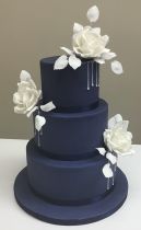 Navy Blue Drip Wedding Cake (9264)