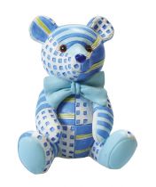 Figurine - Blue Patchwork Ted 