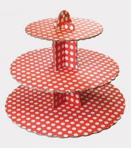 3 Tier Red Spot Cupcake Stand 