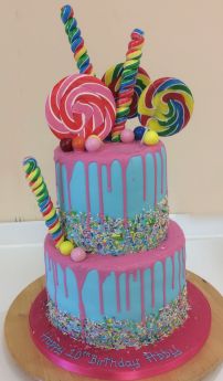 Two Tier Funky Drip Cake (8965)