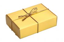 Gold with Gold Elastic Ribbon Wedding Cake Box