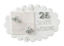 Silver Wedding Anniversary Sugar Plaque
