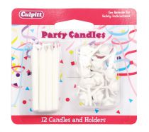 White Candles and Holders 
