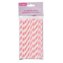 Candy Stripe Cake Pop Straws - Pink 25 piece