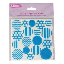 Printed Sugar Decorations Primary Blue Retail Packed 18 piece