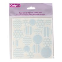 Printed Sugar Decorations Pastel Blue Retail Packed 18 piece