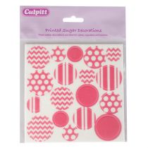 Printed Sugar Decorations Bright Pink Retail Packed 18 piece