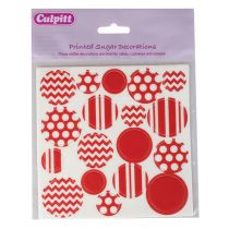 Printed Sugar Decorations Red Retail Packed 18 piece