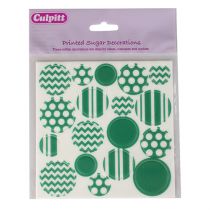 Printed Sugar Decorations Green Retail Packed 18 piece
