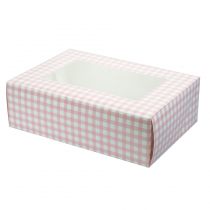 Pink Gingham Coloured 6 Cupcake/Muffin Box - 2 piece