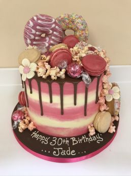 Striped Doughnut Drip Cake (9119)