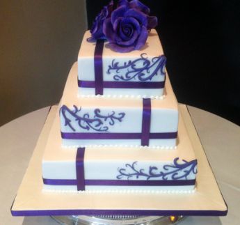 Purple Ribbon Wedding Cake (7267)