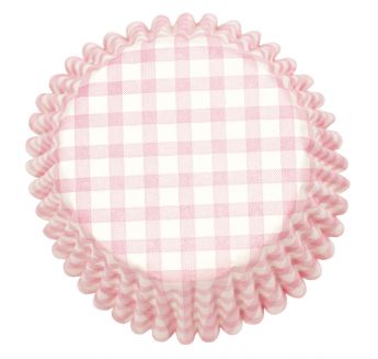 Pink Gingham Printed Baking Cases
