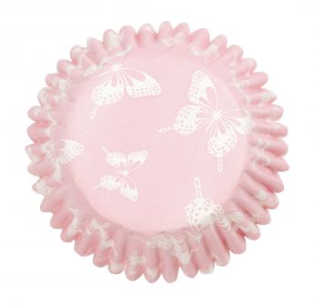 Pink Butterfly Printed Baking Cases