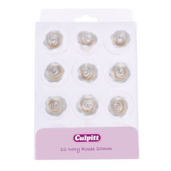 20mm Ivory Sugar Roses 12 pieces