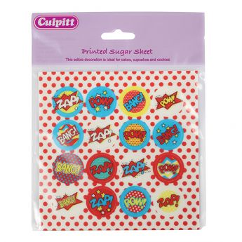 Printed Sugar Decorations Superhero Retail Packed 16 piece