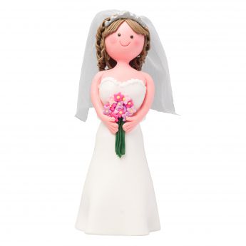 Claydough Brunette Haired Bride with Veil