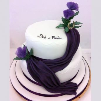 Purple Two Tier Wedding Cake (074)