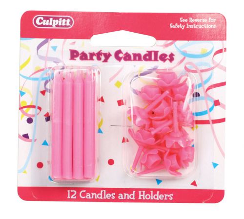 Pink Candles and Holders 